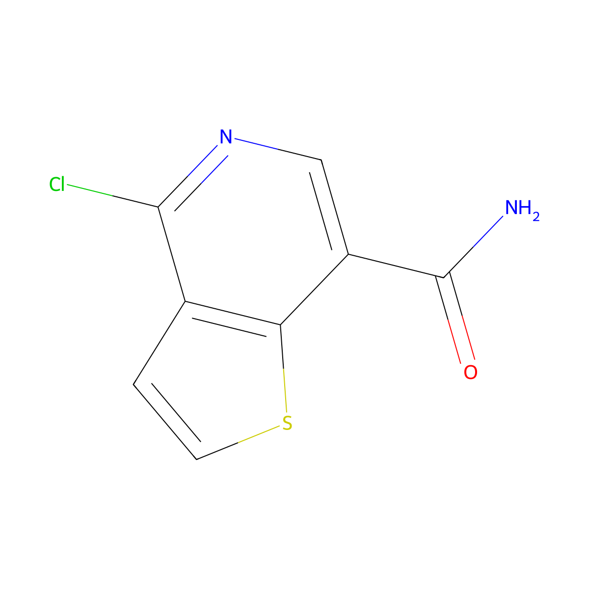 4-Chlorothieno(3,2-c)pyridine-7-carboxamide molecular structure, CAS 55040-49-8