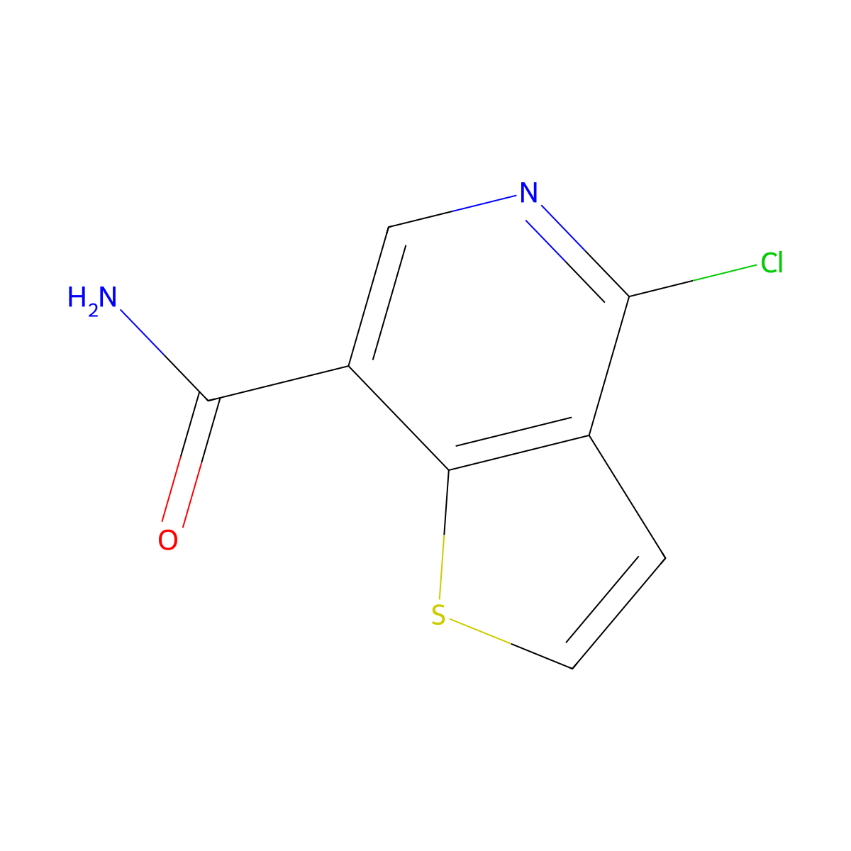 4-Chlorothieno(3,2-c)pyridine-7-carboxamide molecular structure, CAS 55040-49-8