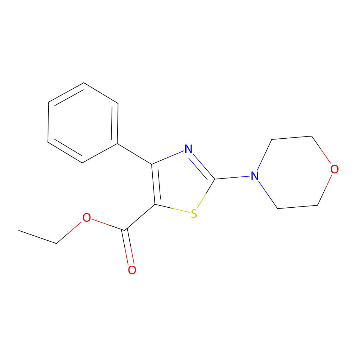 Ethyl 2-(morpholin-4-yl)-4-phenyl-1,3-thiazole-5-carboxylate molecular structure, CAS 55040-86-3
