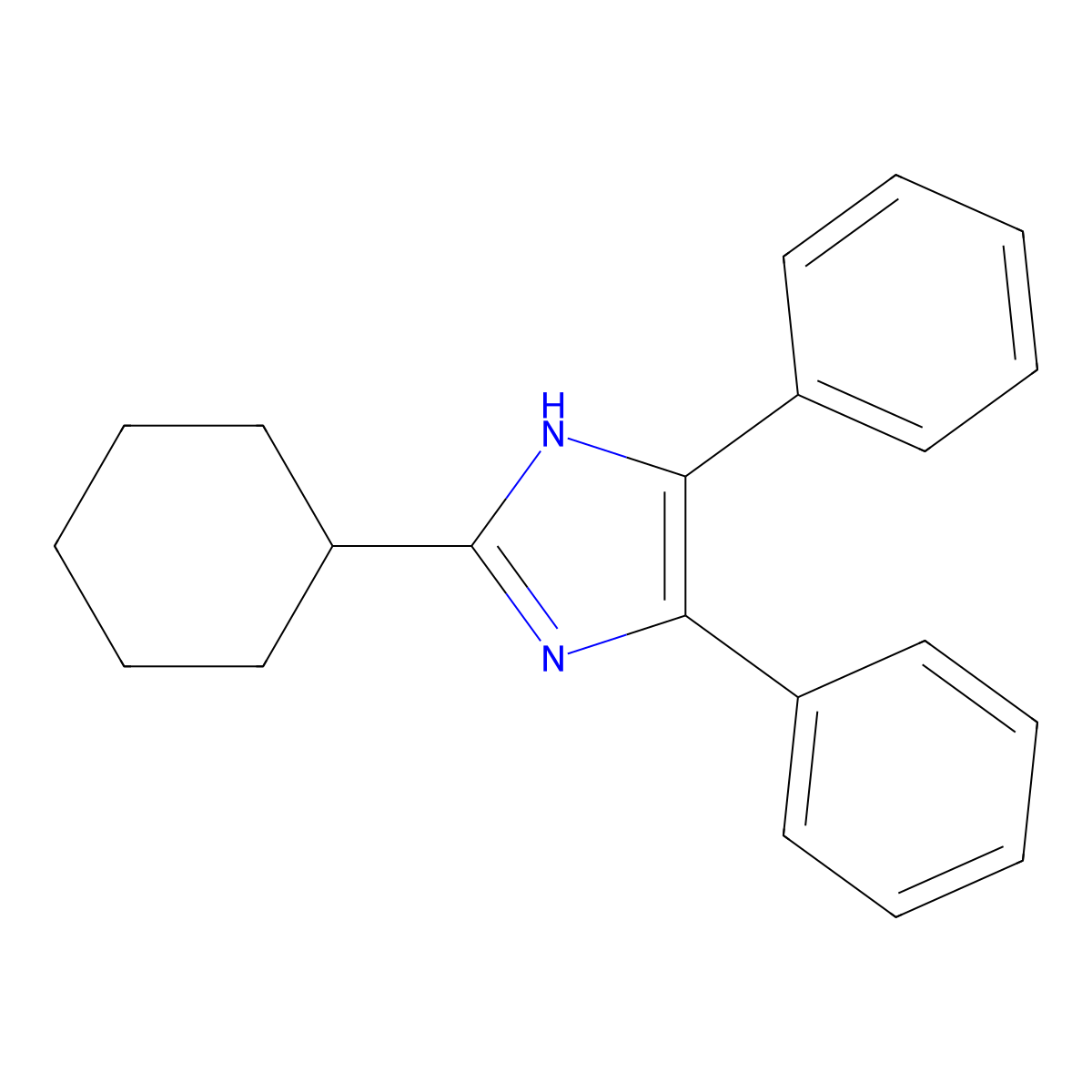 2-cyclohexyl-4,5-diphenyl-1H-imidazole molecular structure, CAS 55041-14-0