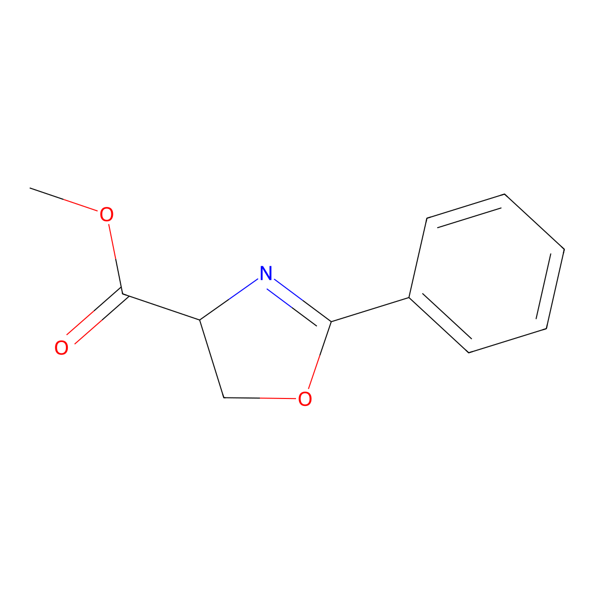 Methyl 2-phenyl-4,5-dihydro-1,3-oxazole-4-carboxylate molecular structure, CAS 55044-06-9