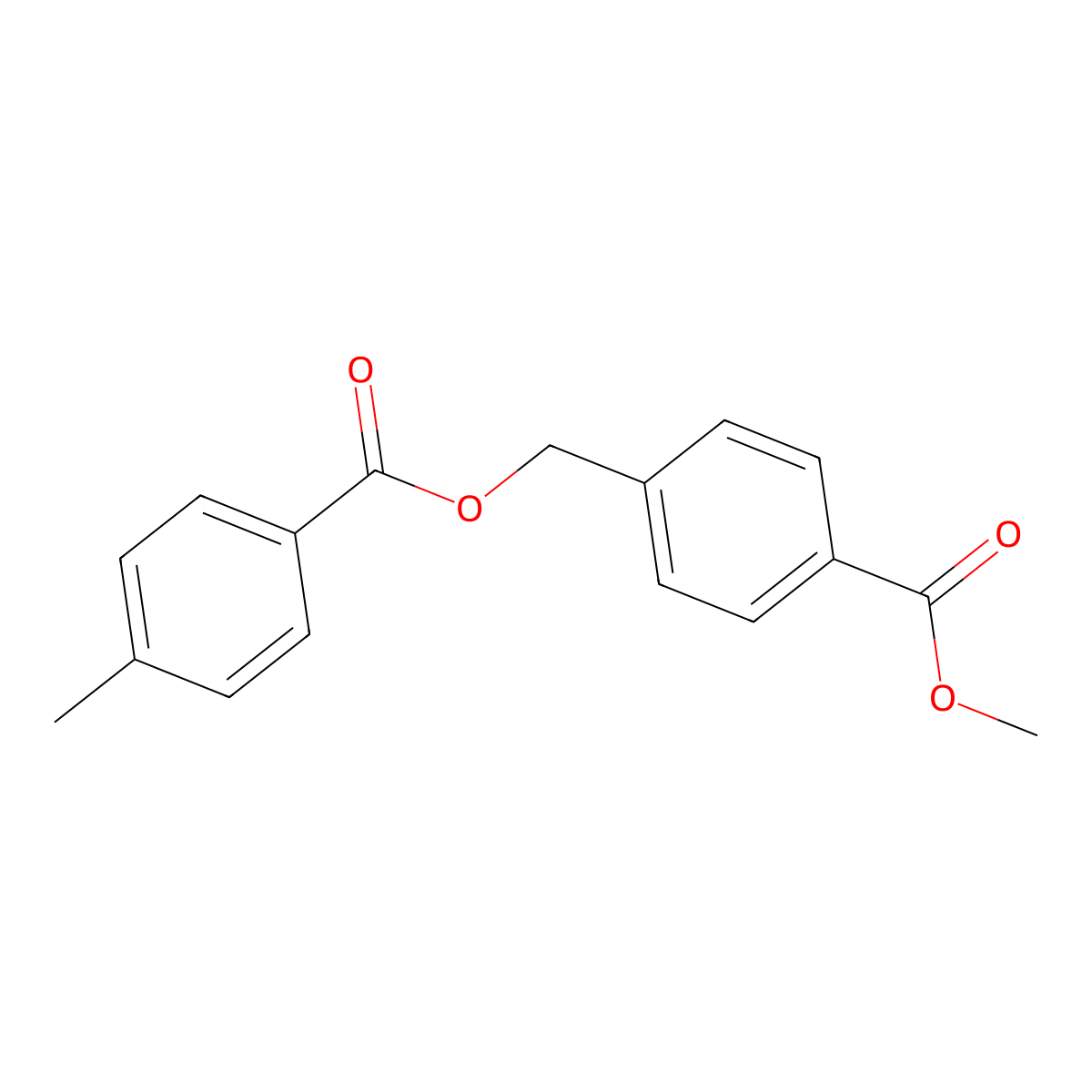 Benzoic acid, 4-methyl-, [4-(methoxycarbonyl)phenyl]methyl ester molecular structure, CAS 55044-52-5