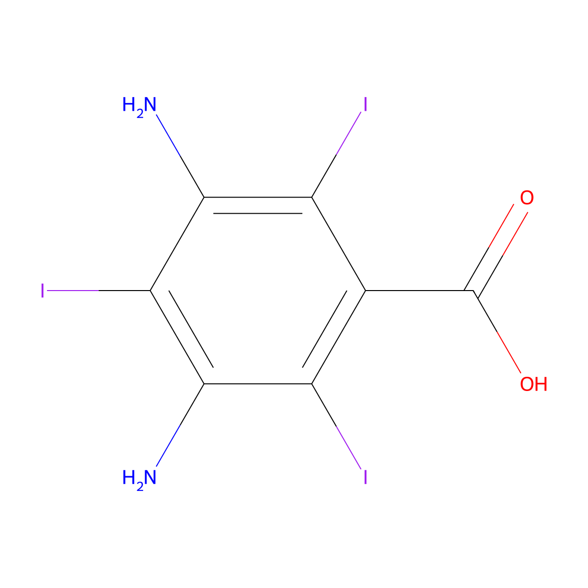 3,5-Diamino-2,4,6-triiodobenzoic acid molecular structure, CAS 5505-16-8