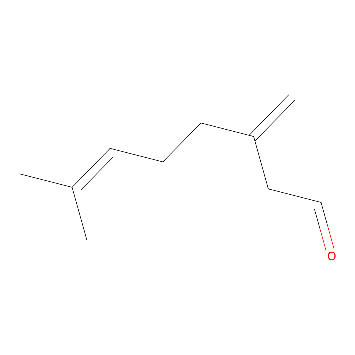6-Octenal, 7-methyl-3-methylene- molecular structure, CAS 55050-40-3