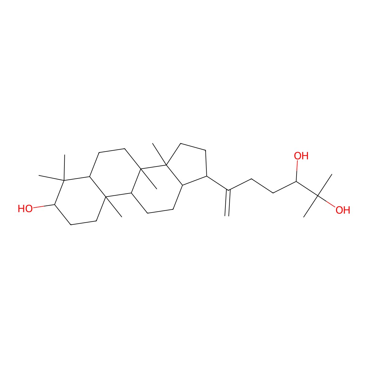 6-(3-hydroxy-4,4,8,10,14-pentamethyl-2,3,5,6,7,9,11,12,13,15,16,17-dodecahydro-1H-cyclopenta[a]phenanthren-17-yl)-2-methylhept-6-ene-2,3-diol molecular structure, CAS 55050-69-6