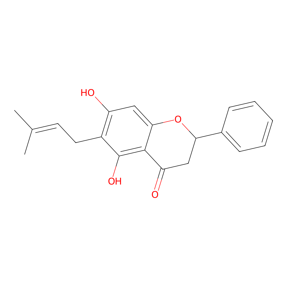 5,7-Dihydroxy-6-prenylflavanone molecular structure, CAS 55051-77-9