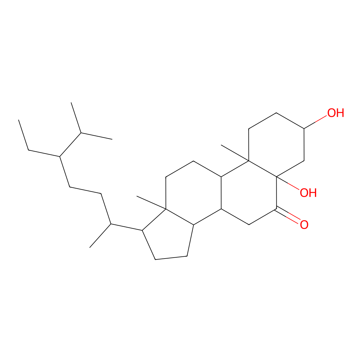 17-(5-ethyl-6-methylheptan-2-yl)-3,5-dihydroxy-10,13-dimethyl-2,3,4,7,8,9,11,12,14,15,16,17-dodecahydro-1H-cyclopenta[a]phenanthren-6-one molecular structure, CAS 55051-78-0