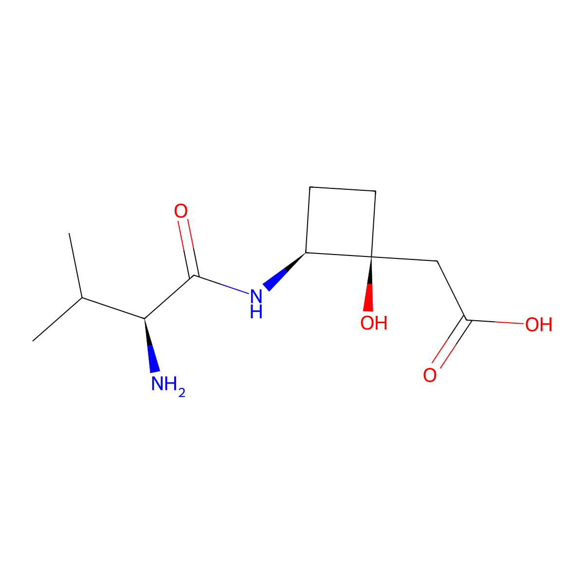 1-(S)-Hydroxy-2-(S,S)-valylamidocyclobutane-1-acetic acid molecular structure, CAS 55051-90-6