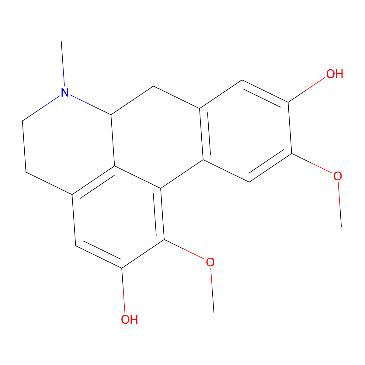 1,10-Dimethoxy-6-Methyl-5,6,6A,7-Tetrahydro-4H-Dibenzo(De,G)Quinoline-2,9-Diol molecular structure, CAS 55056-93-4