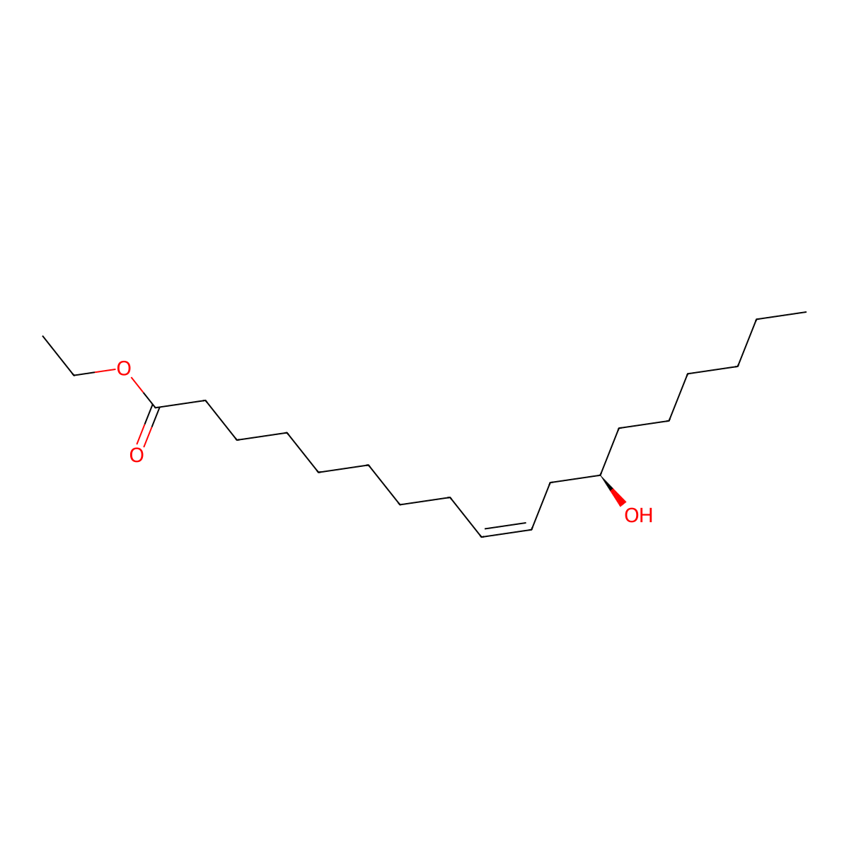 Ethyl Ricinoleate molecular structure, CAS 55066-53-0