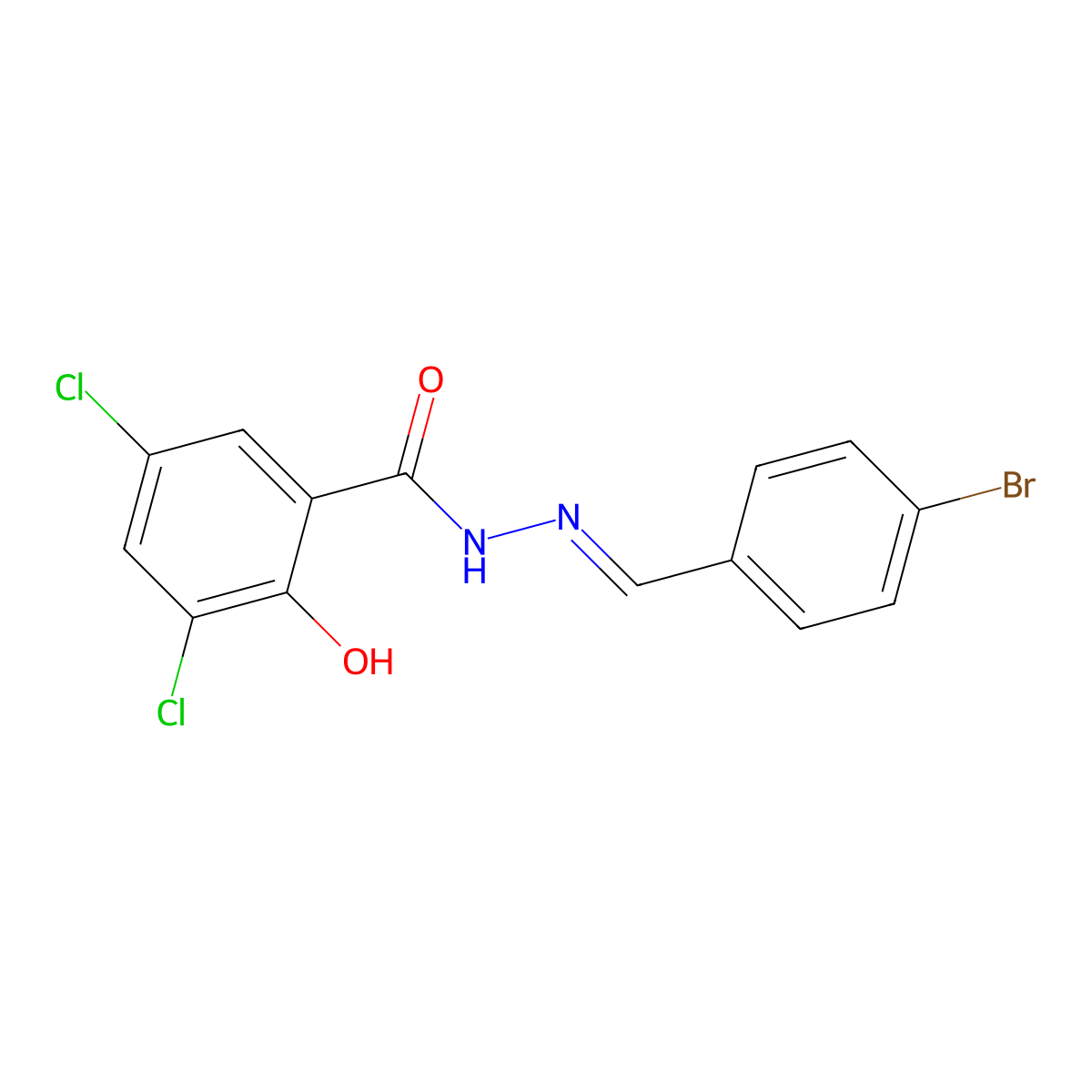 N-[(4-Bromophenyl)methylideneamino]-3,5-dichloro-2-hydroxy-benzamide molecular structure, CAS 5507-82-4