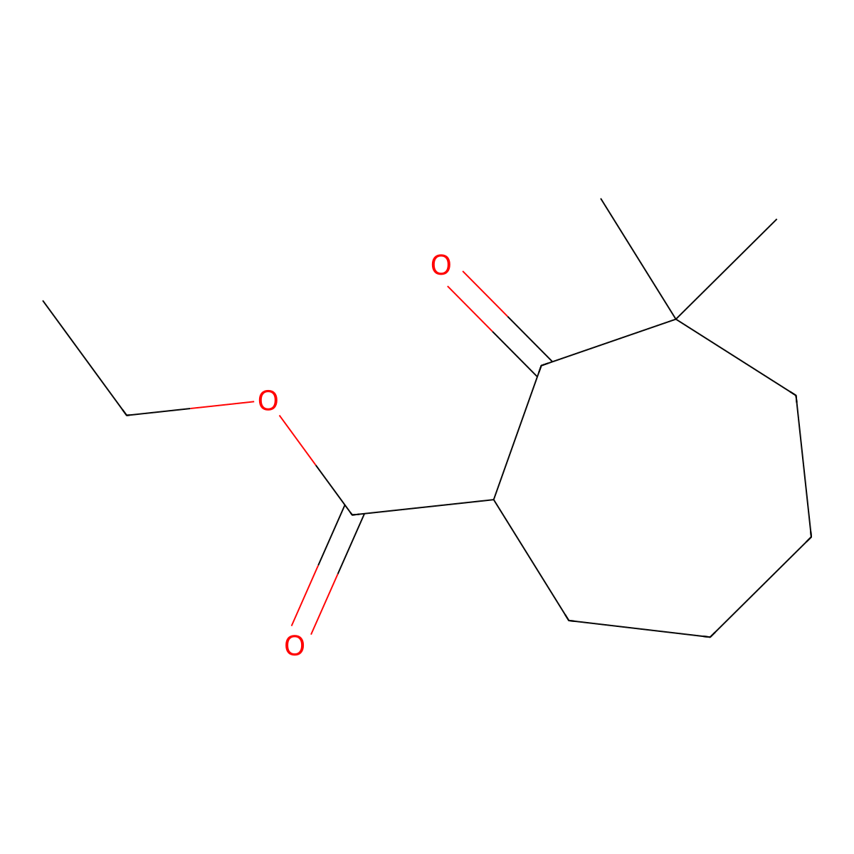 Ethyl 3,3-dimethyl-2-oxocycloheptane-1-carboxylate molecular structure, CAS 55077-10-6