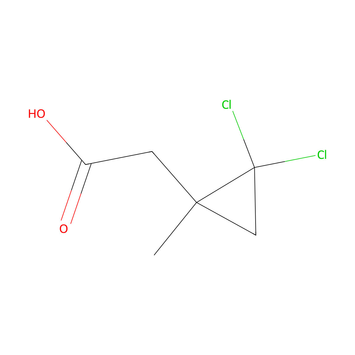 2-(2,2-Dichloro-1-methylcyclopropyl)acetic acid molecular structure, CAS 5508-89-4