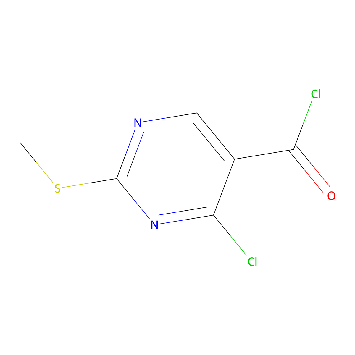 4-Chloro-2-(methylsulfanyl)pyrimidine-5-carbonyl chloride molecular structure, CAS 55084-66-7