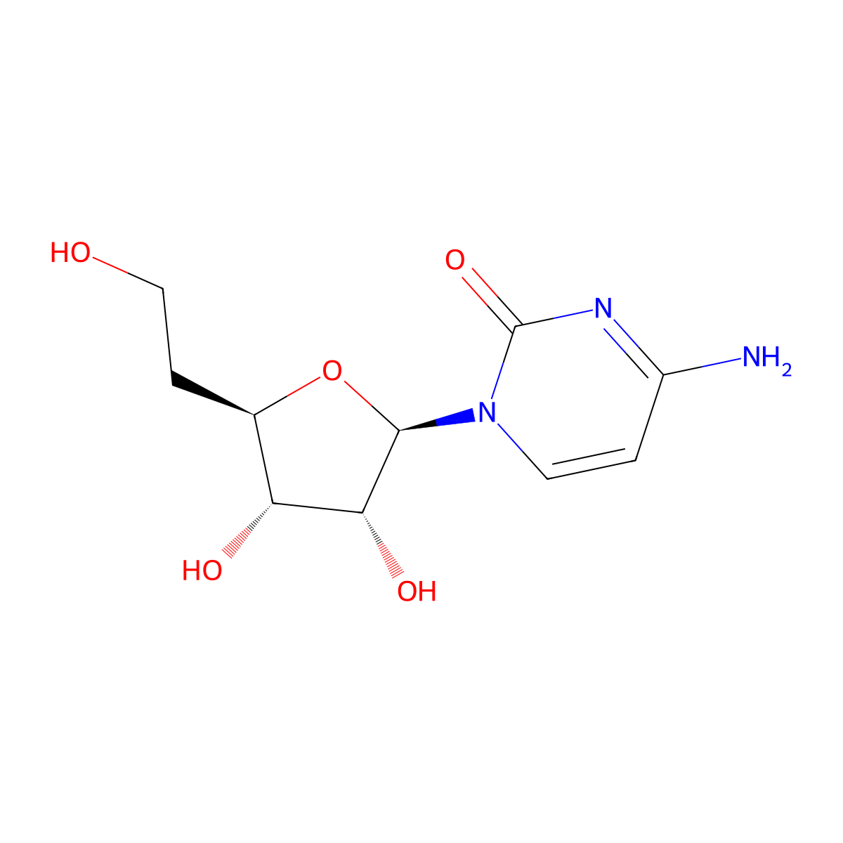 4-amino-1-[(2R,3R,4S,5R)-3,4-dihydroxy-5-(2-hydroxyethyl)oxolan-2-yl]pyrimidin-2-one molecular structure, CAS 55085-34-2