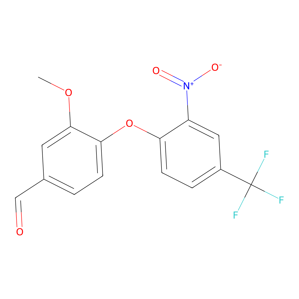 3-Methoxy-4-[2-nitro-4-(trifluoromethyl)phenoxy]benzaldehyde molecular structure, CAS 5509-72-8
