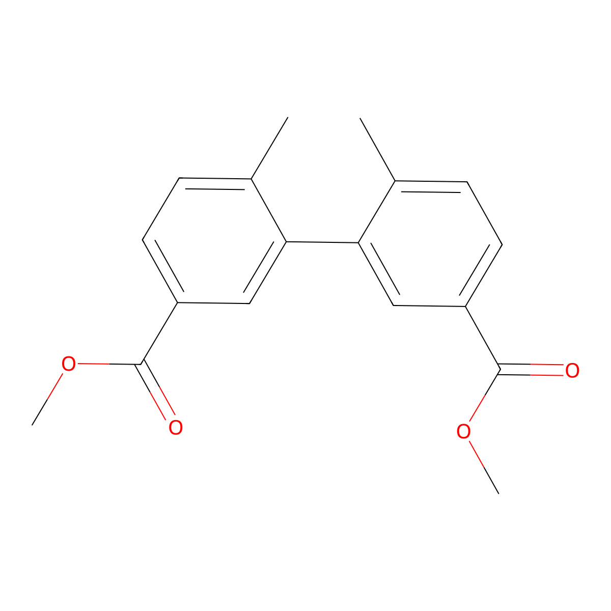 Dimethyl 6,6'-dimethyl[1,1'-biphenyl]-3,3'-dicarboxylate molecular structure, CAS 55091-49-1