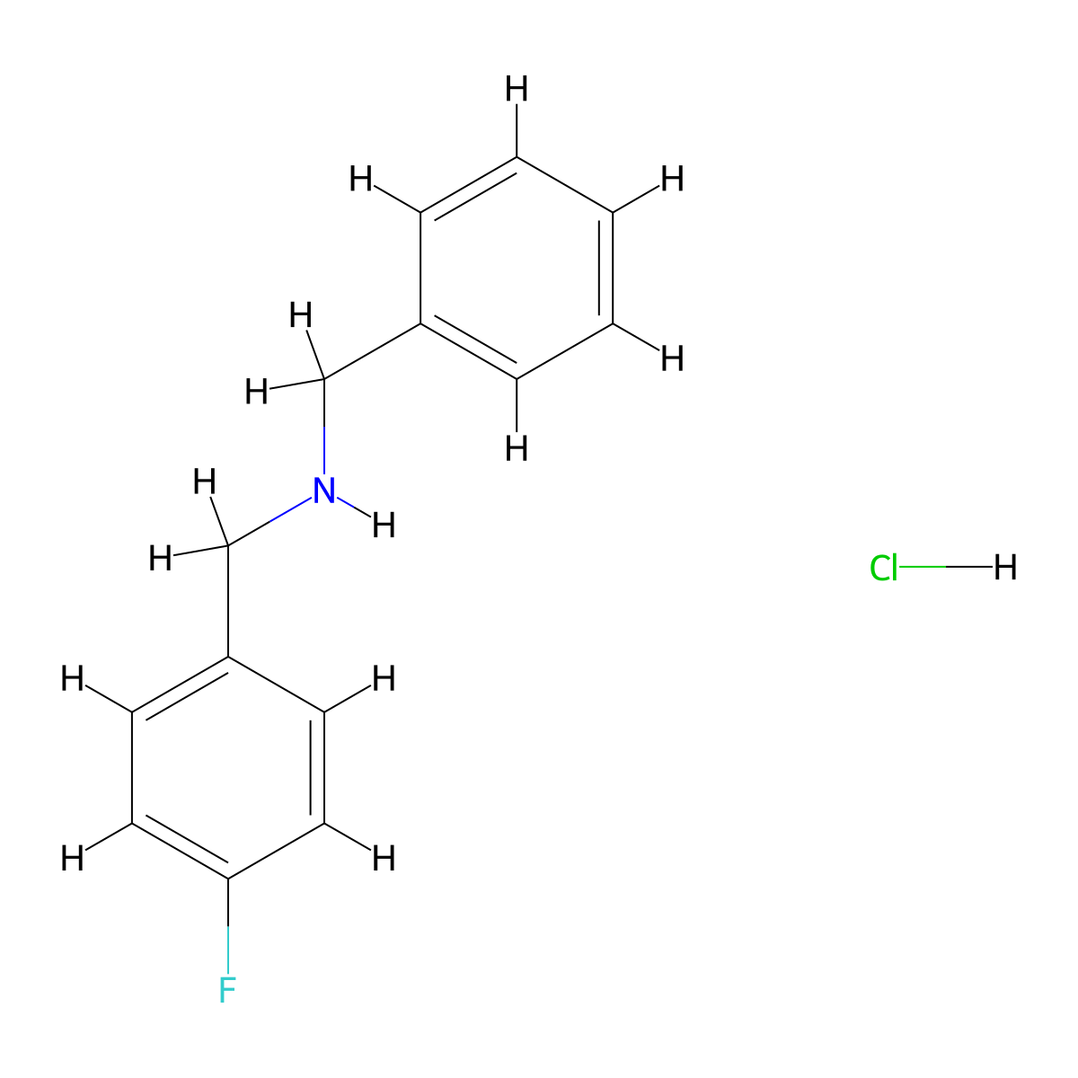 Benzyl((4-fluorophenyl)methyl)amine hydrochloride molecular structure, CAS 55097-55-7
