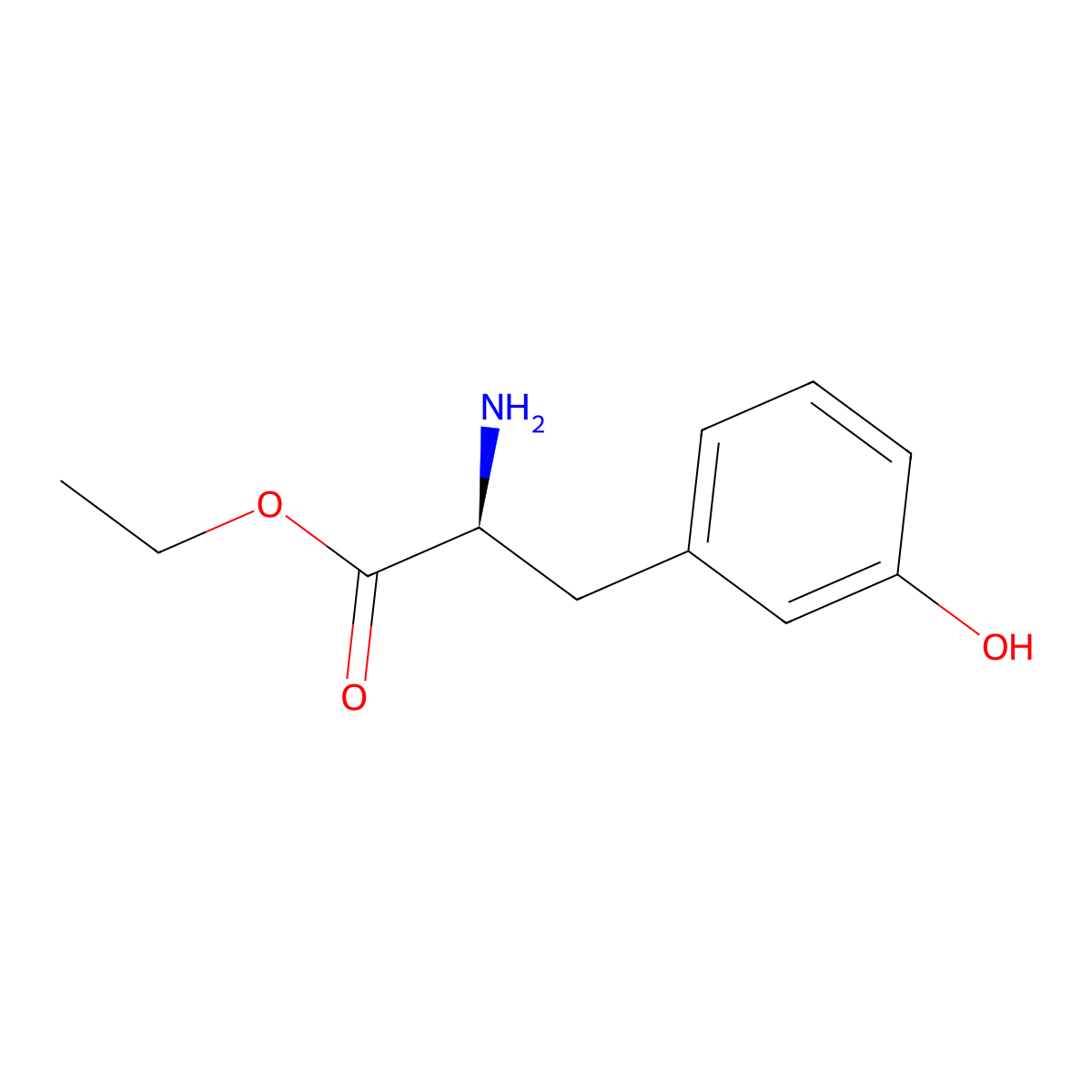 ethyl (2S)-2-amino-3-(3-hydroxyphenyl)propanoate molecular structure, CAS 55098-42-5