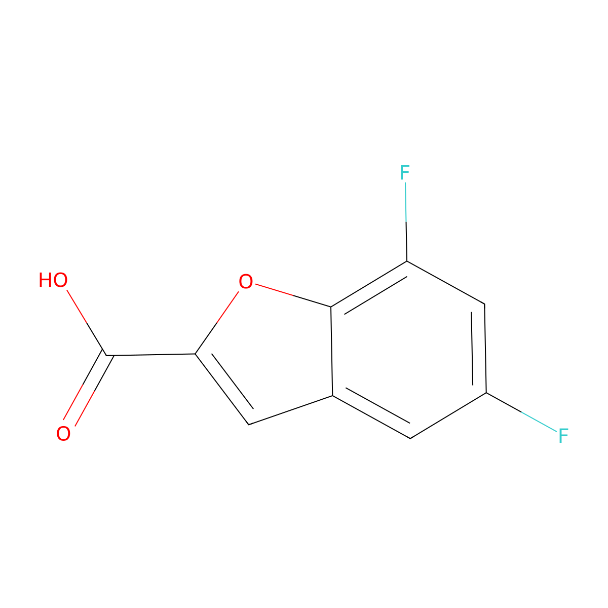 5,7-Difluoro-1-benzofuran-2-carboxylic acid molecular structure, CAS 550998-60-2