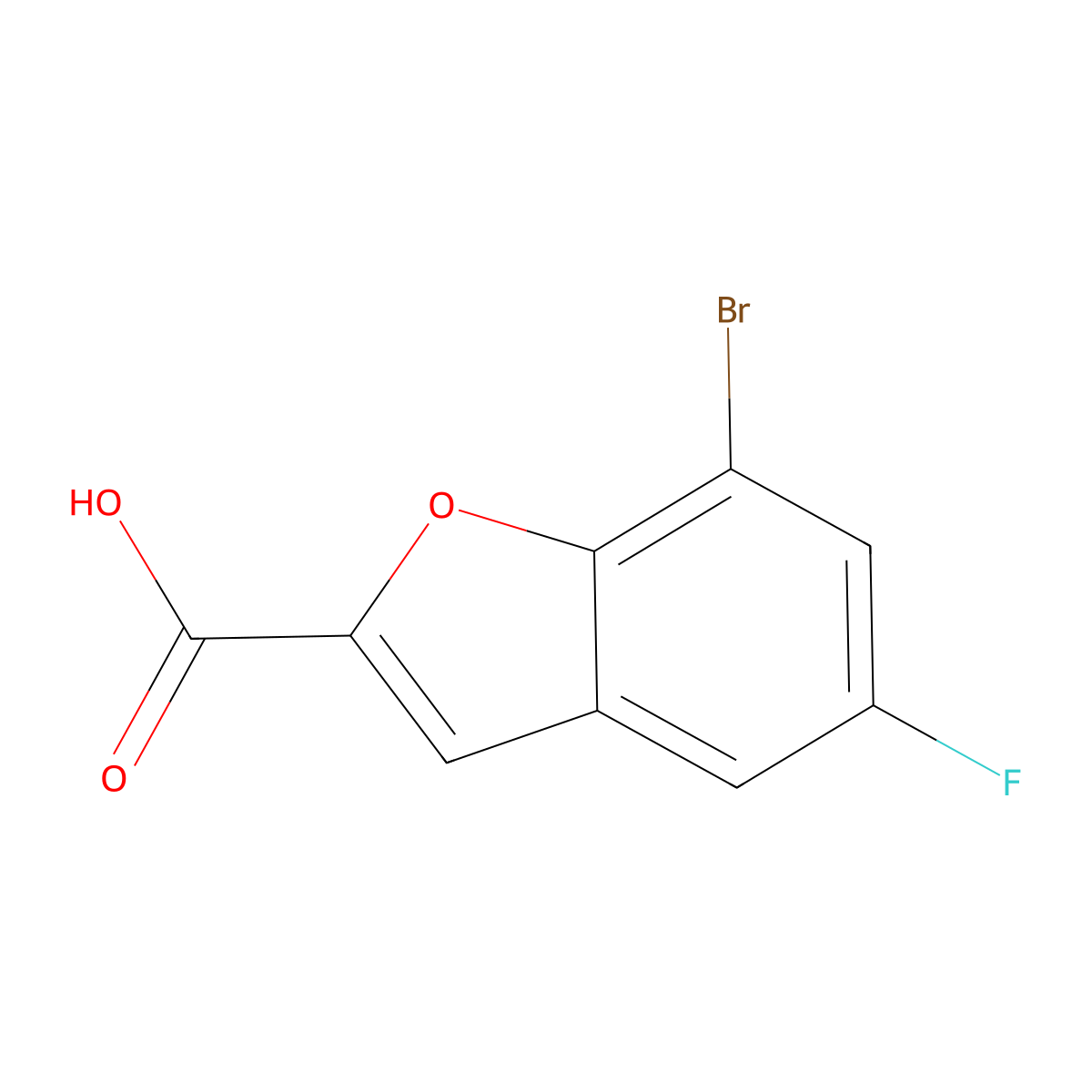7-Bromo-5-fluorobenzofuran-2-carboxylic acid molecular structure, CAS 550998-61-3