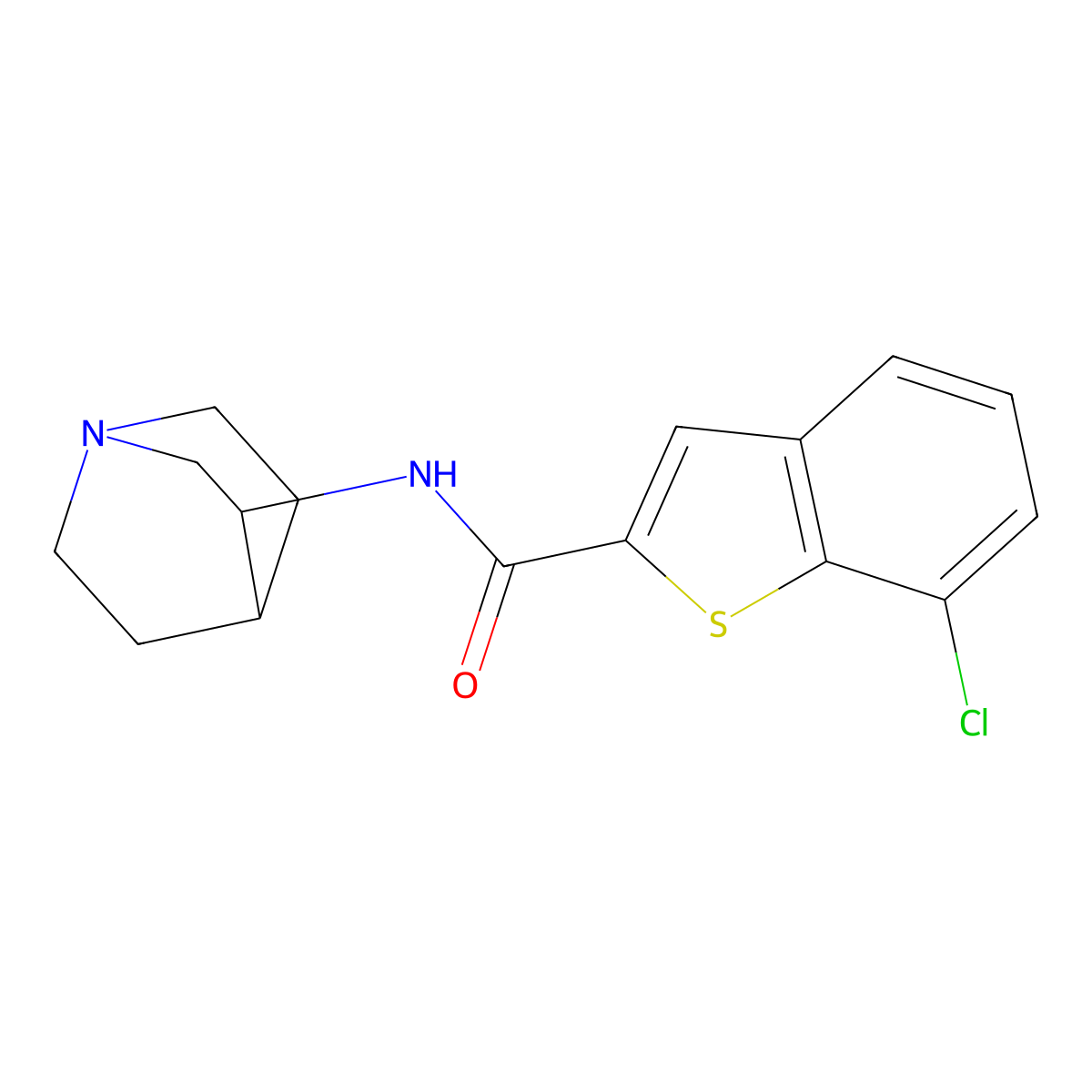 (R)-7-Chloro-N-(quinuclidin-3-yl)benzo(b)thiophene-2-carboxamide molecular structure, CAS 550999-75-2