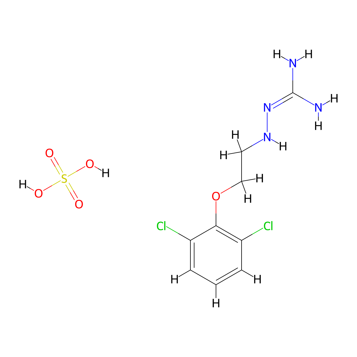 Bis[3-[2-(2,6-dichlorophenoxy)ethyl]carbazamidine] sulphate molecular structure, CAS 551-48-4