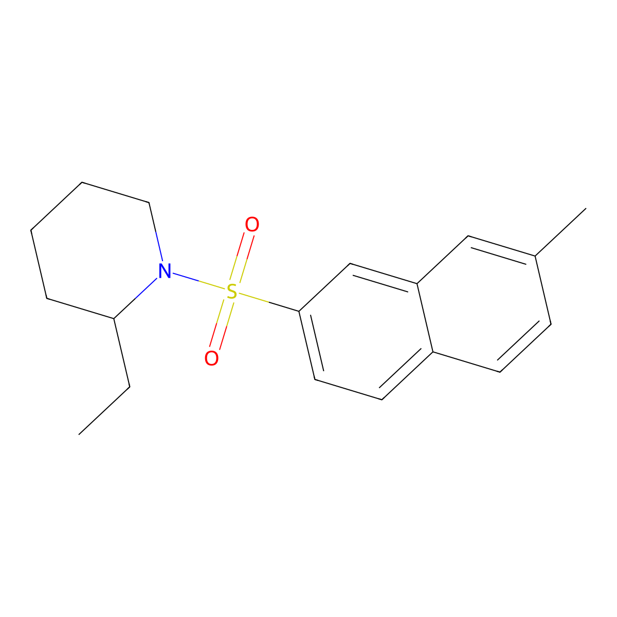 2-Ethyl-1-(7-methylnaphthalen-2-yl)sulfonylpiperidine molecular structure, CAS 5510-01-0