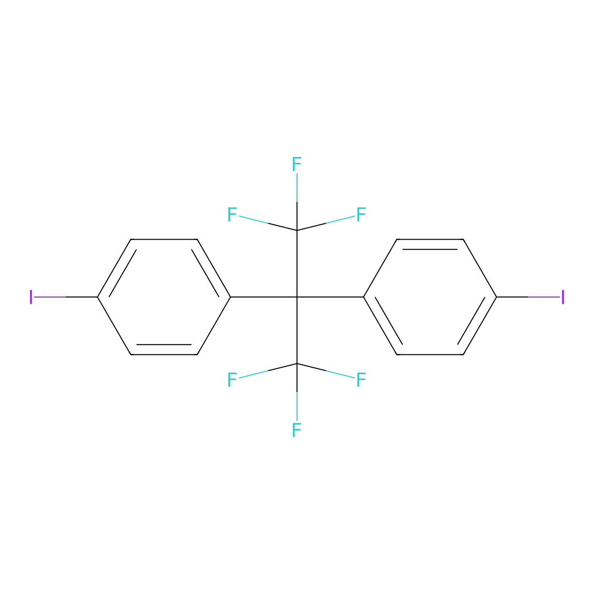 Benzene, 1,1'-[2,2,2-trifluoro-1-(trifluoromethyl)ethylidene]bis[4-iodo- molecular structure, CAS 55100-57-7
