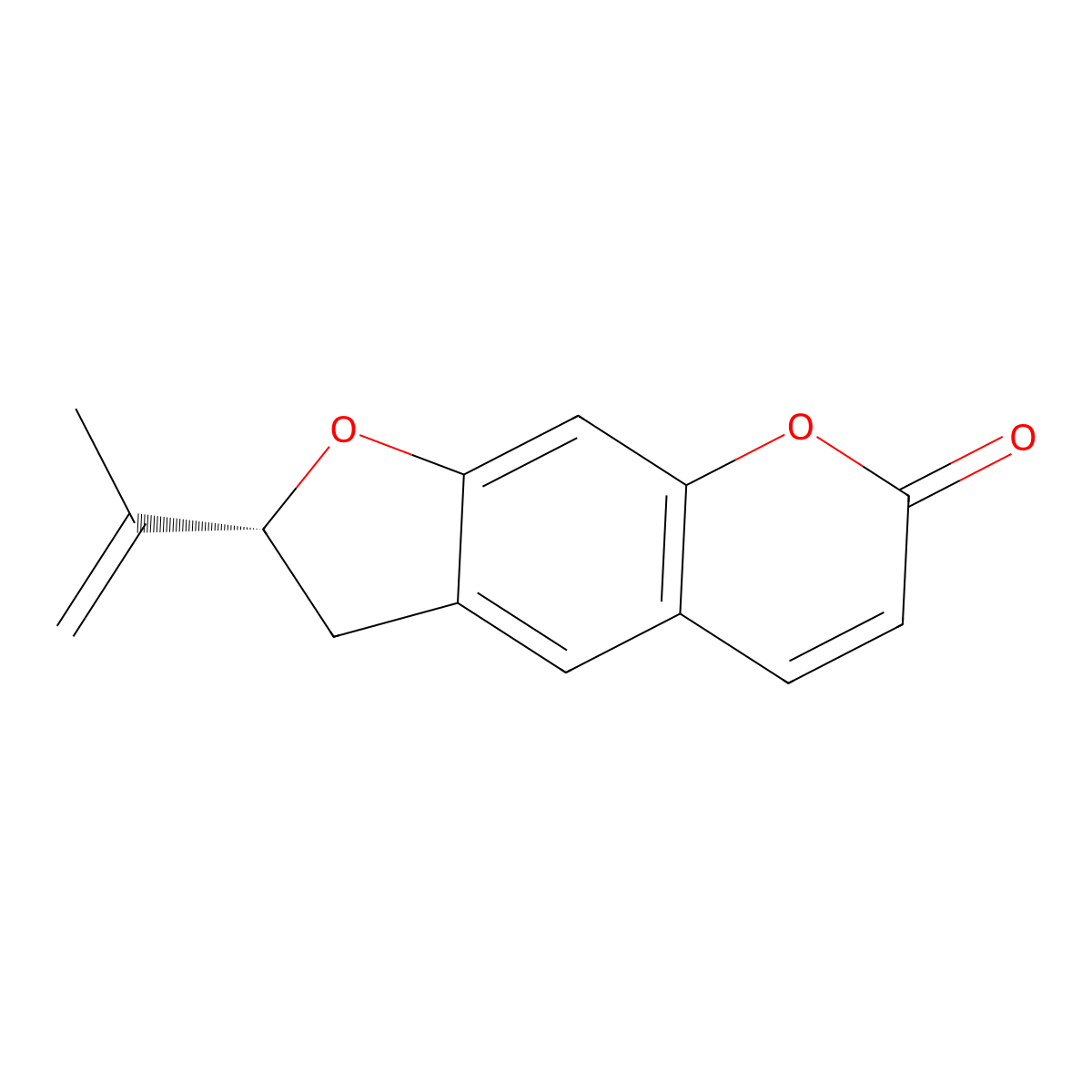 (2R)-2-prop-1-en-2-yl-2,3-dihydrofuro[3,2-g]chromen-7-one molecular structure, CAS 55102-40-4