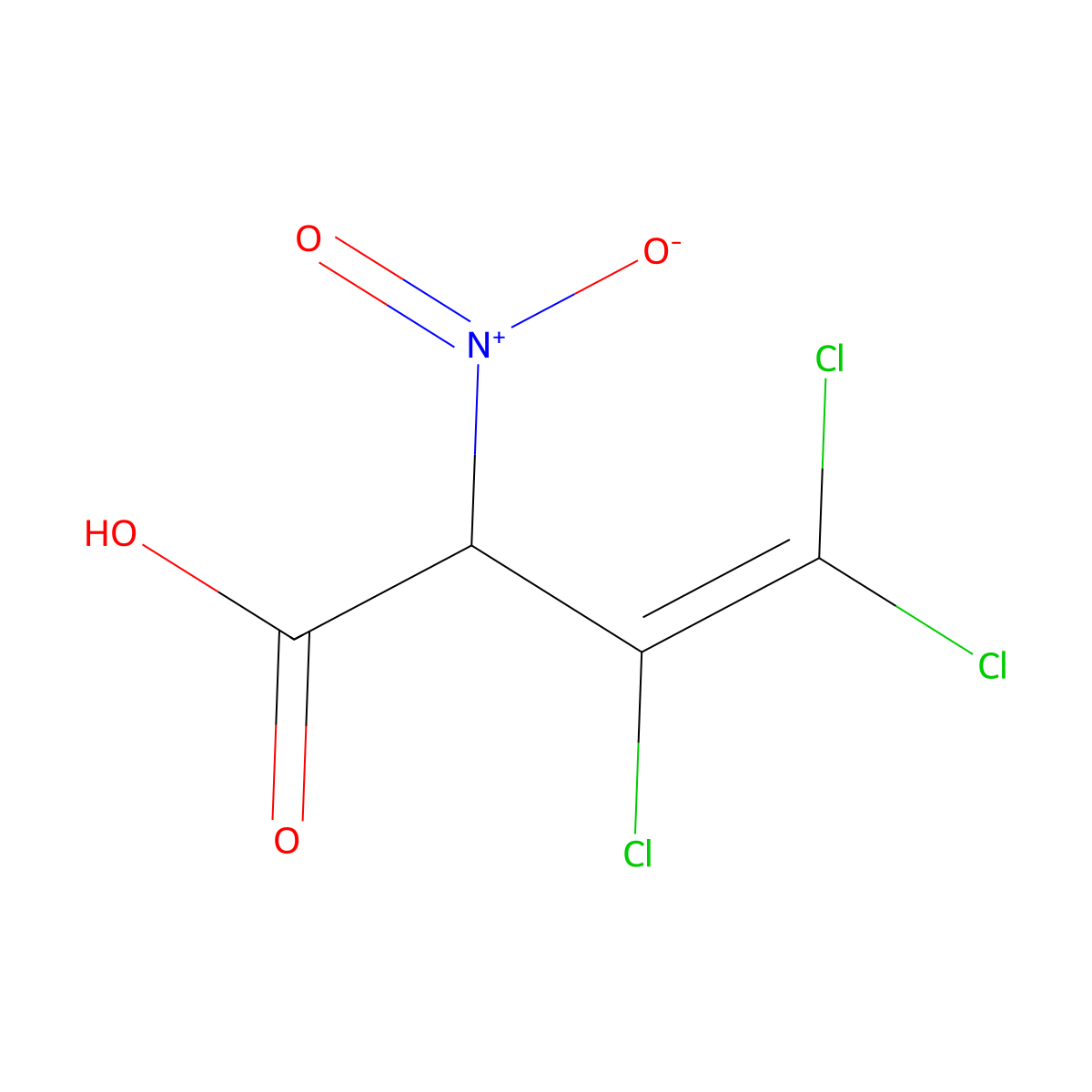3,4,4-Trichloro-2-nitrobut-3-enoic acid molecular structure, CAS 55108-38-8