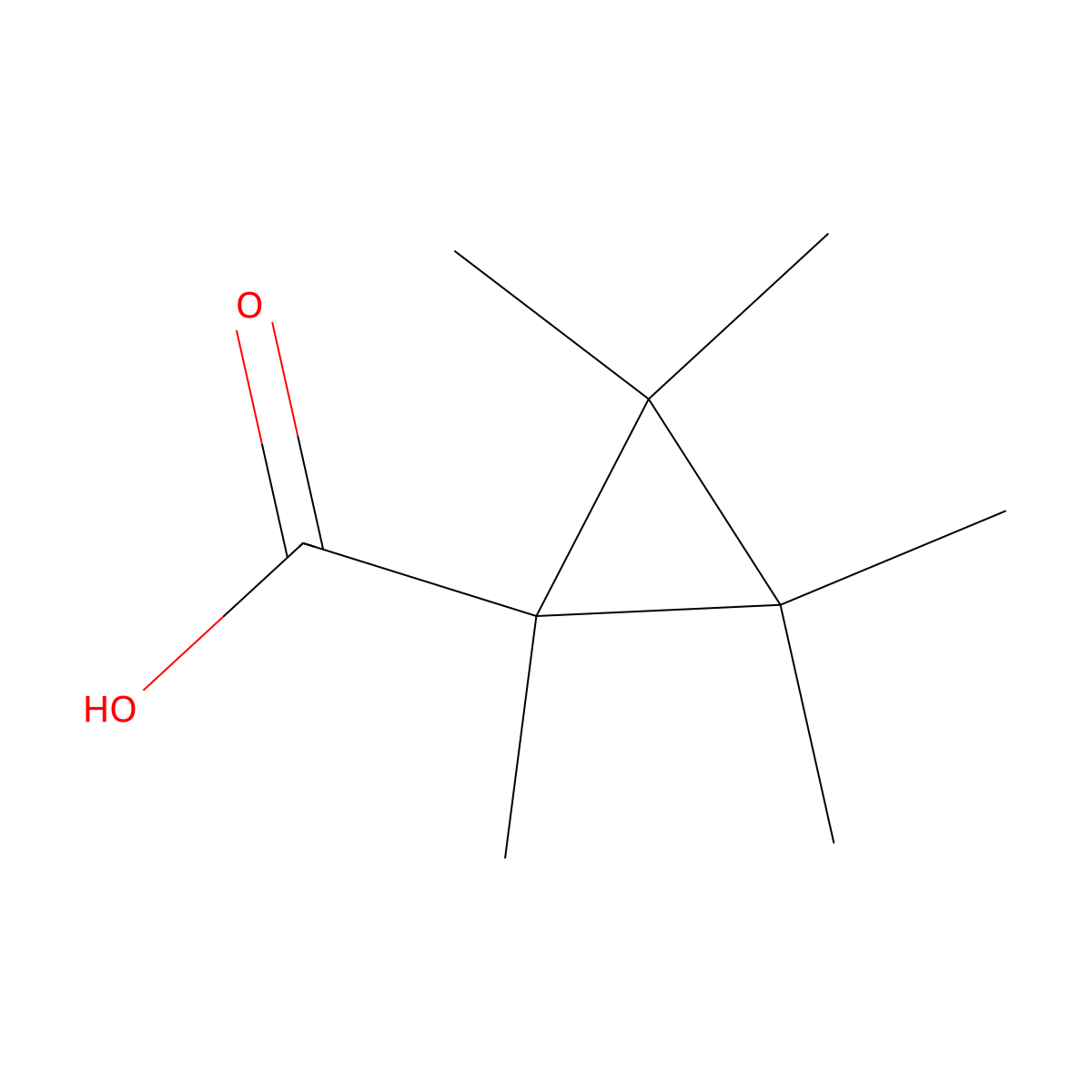 Pentamethylcyclopropane-1-carboxylic acid molecular structure, CAS 55109-26-7