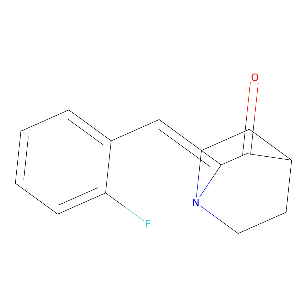 (2Z)-2-[(2-fluorophenyl)methylidene]-1-azabicyclo[2.2.2]octan-3-one molecular structure, CAS 55111-33-6