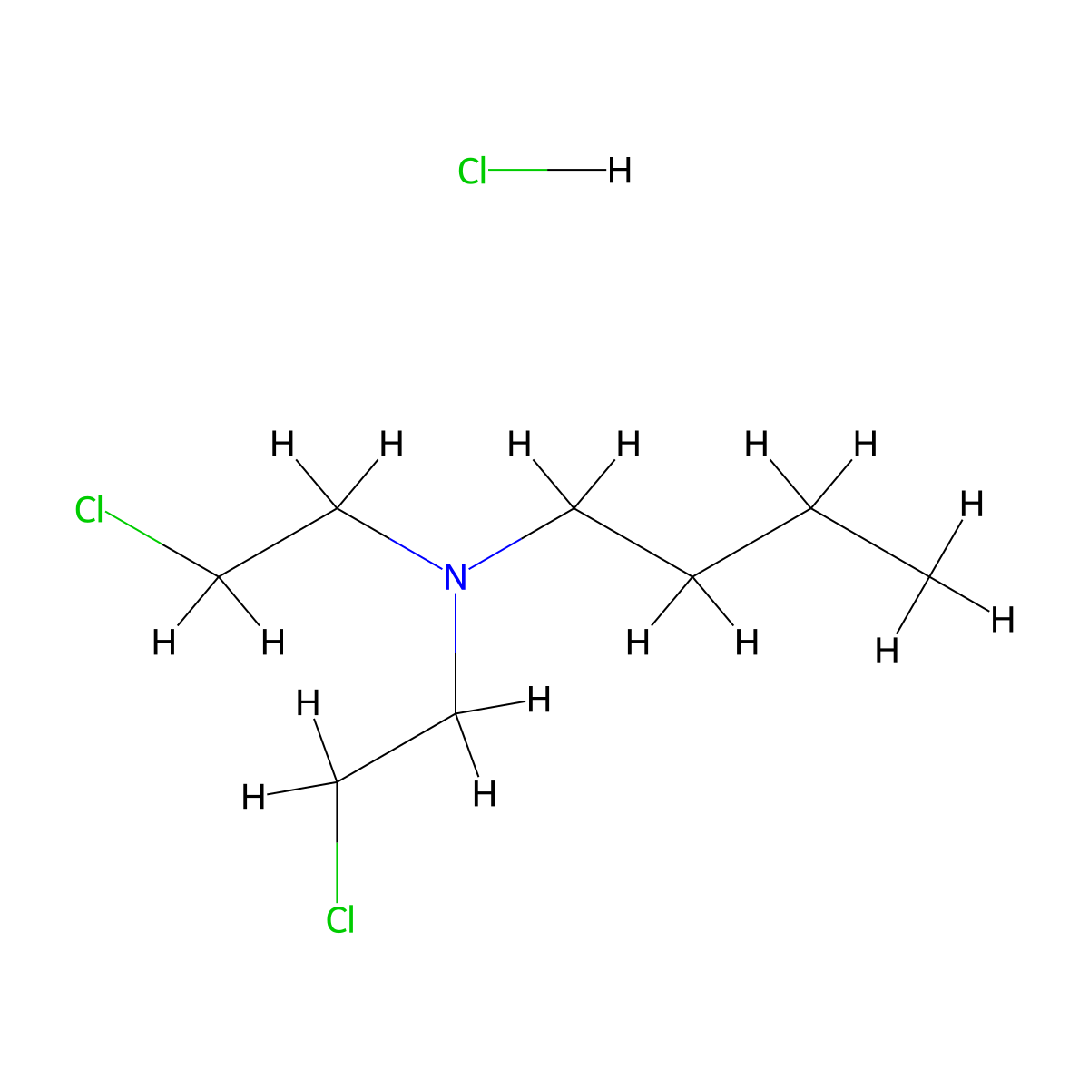 Butylamine, N,N-bis(2-chloroethyl)-, hydrochloride molecular structure, CAS 55112-89-5