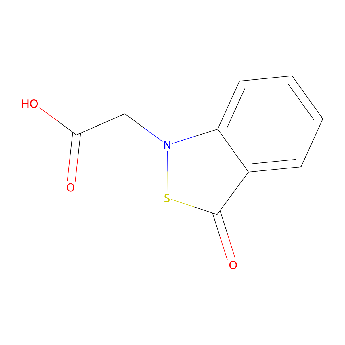 2-(3-Oxo-1,3-dihydro-2,1-benzothiazol-1-yl)acetic acid molecular structure, CAS 55114-02-8