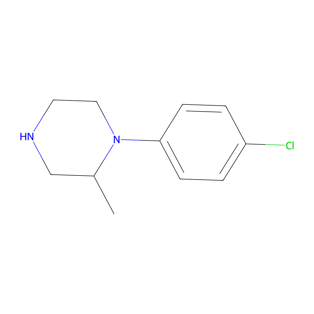 1-(4-Chlorophenyl)-2-methylpiperazine molecular structure, CAS 55117-80-1