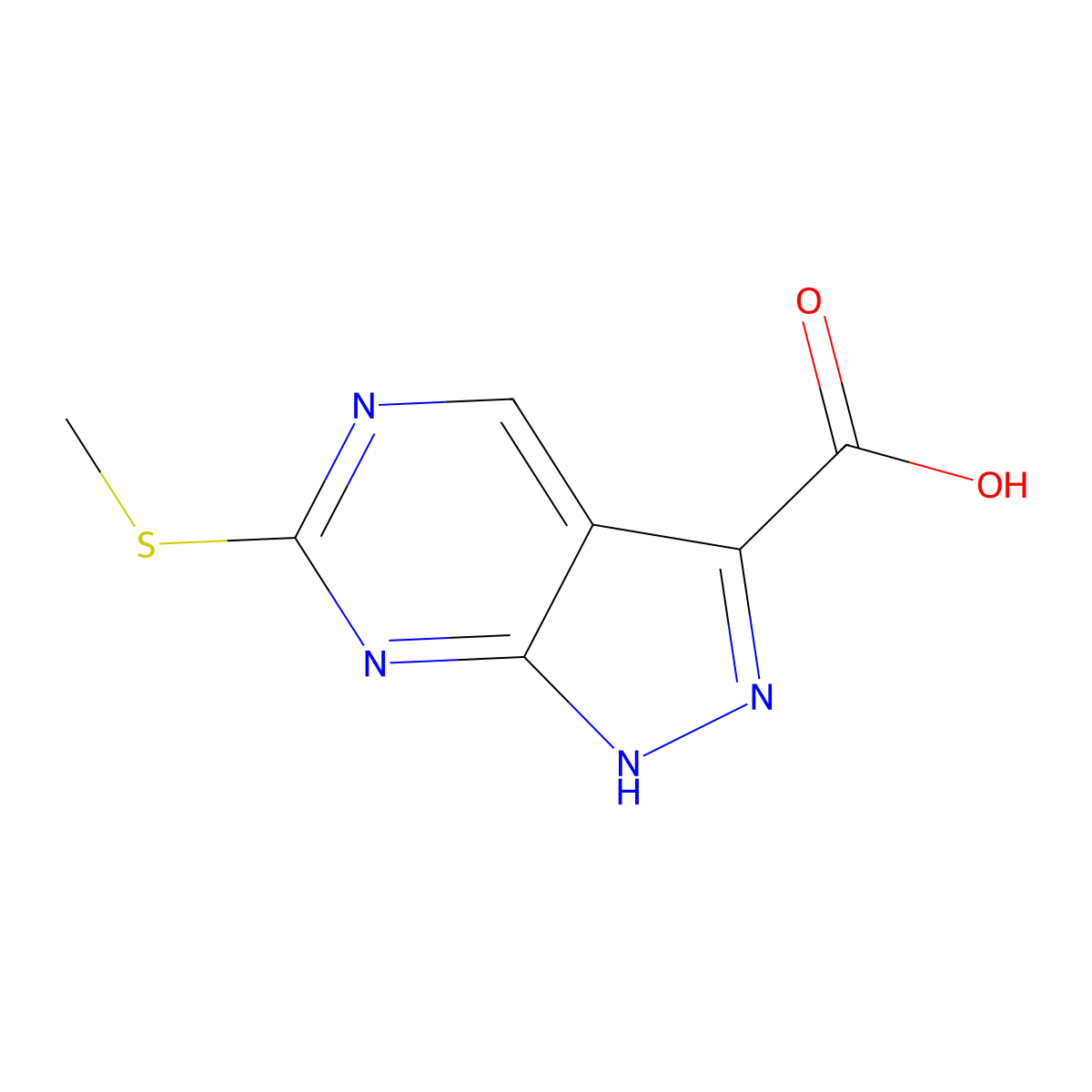 6-(Methylthio)-1H-pyrazolo[3,4-d]pyrimidine-3-carboxylic acid molecular structure, CAS 55117-93-6