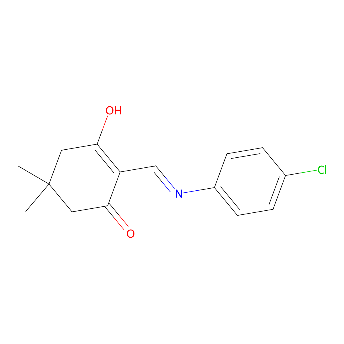 2-(((4-Chlorophenyl)amino)methylene)-5,5-dimethylcyclohexane-1,3-dione molecular structure, CAS 55118-85-9