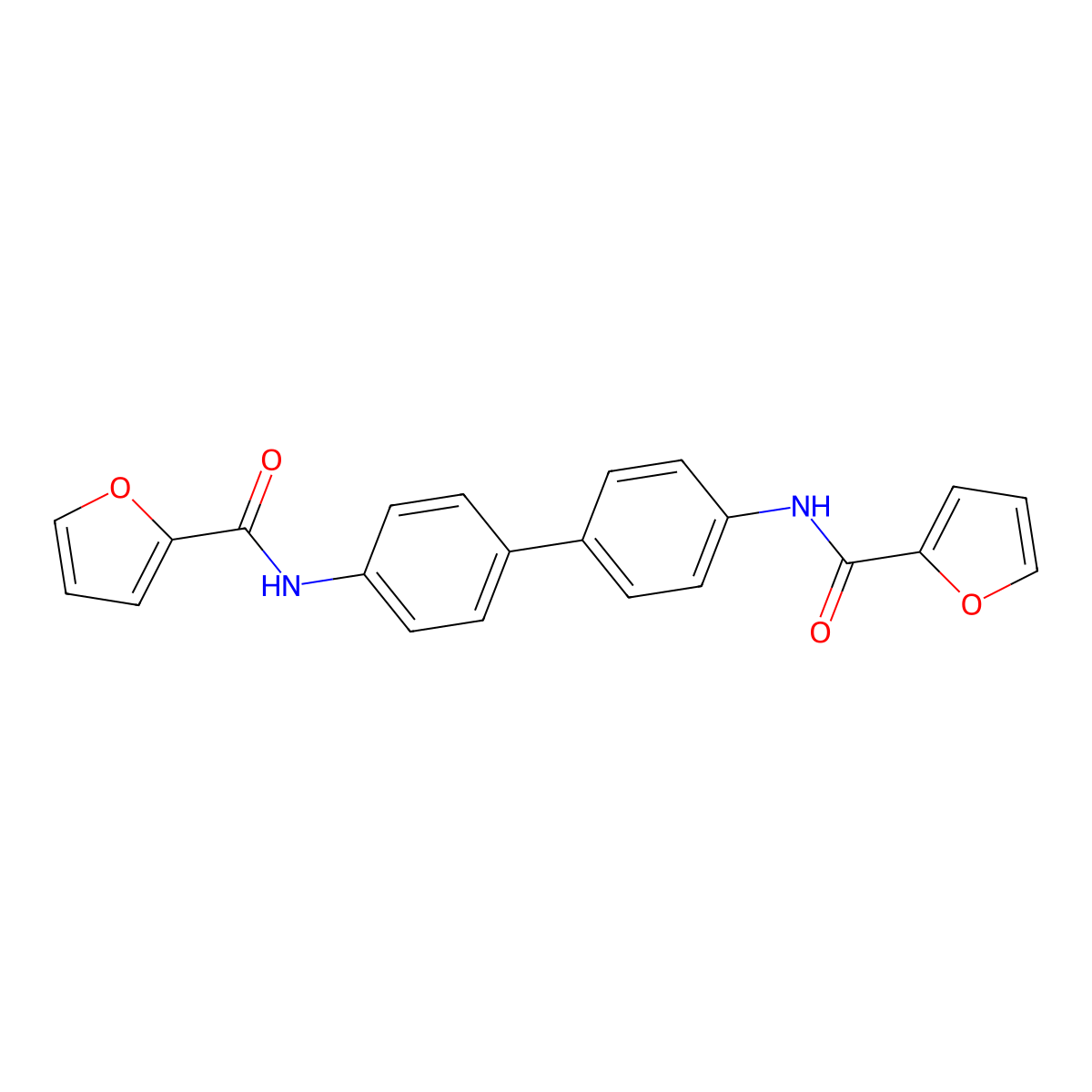 N-[4-[4-(furan-2-carbonylamino)phenyl]phenyl]furan-2-carboxamide molecular structure, CAS 55119-35-2