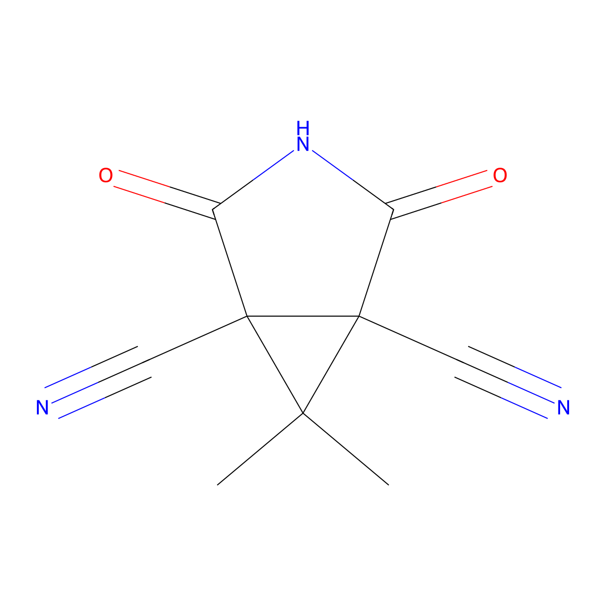 6,6-Dimethyl-2,4-dioxo-3-aza-bicyclo(3.1.0)hexane-1,5-dicarbonitrile molecular structure, CAS 5512-95-8
