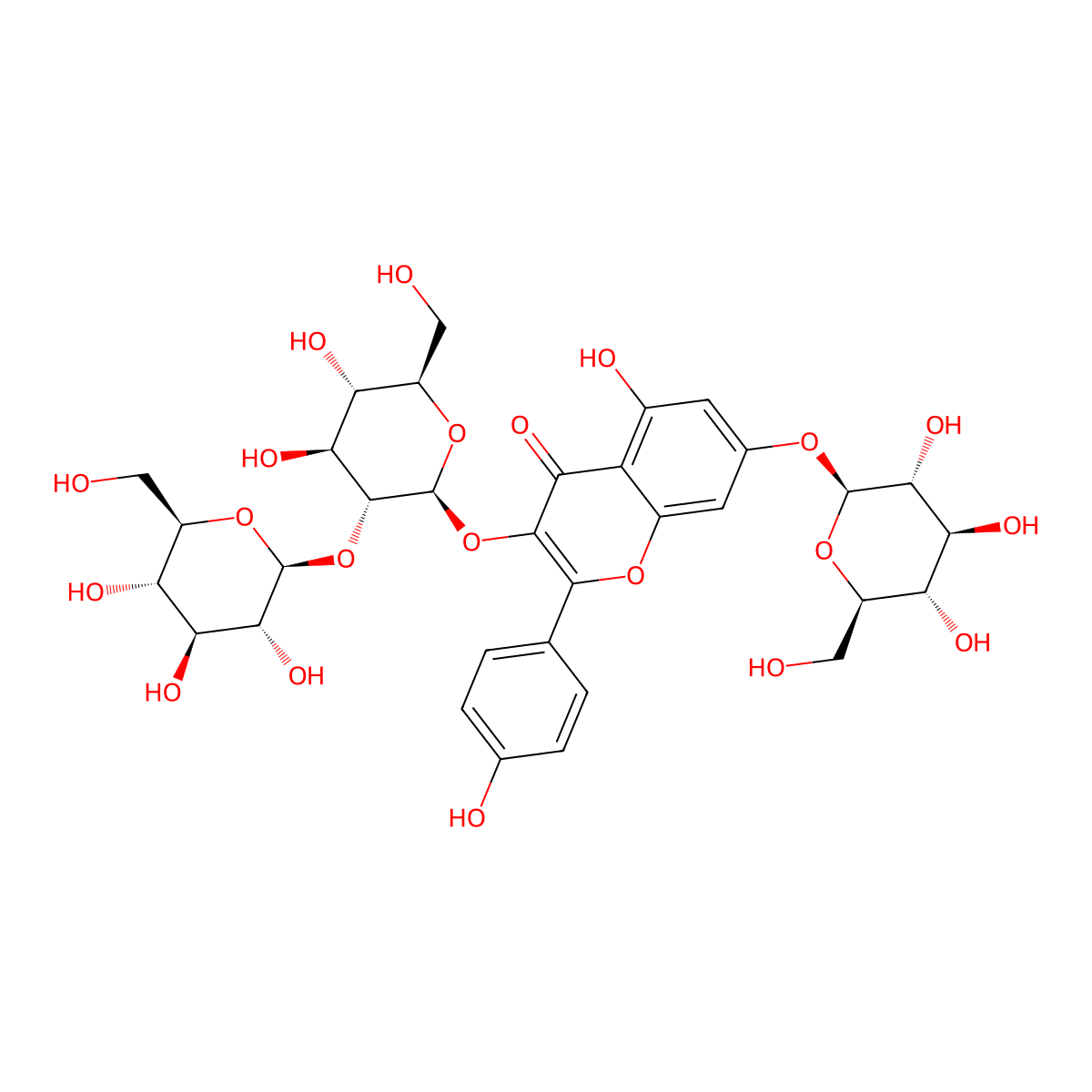 Kaempferol 3-sophoroside-7-glucoside molecular structure, CAS 55136-76-0