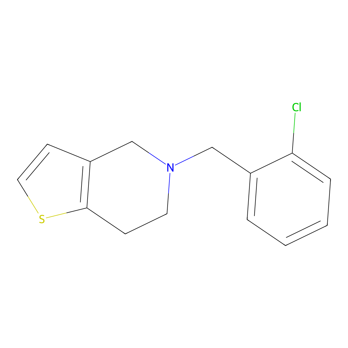 Ticlopidine molecular structure, CAS 55142-85-3