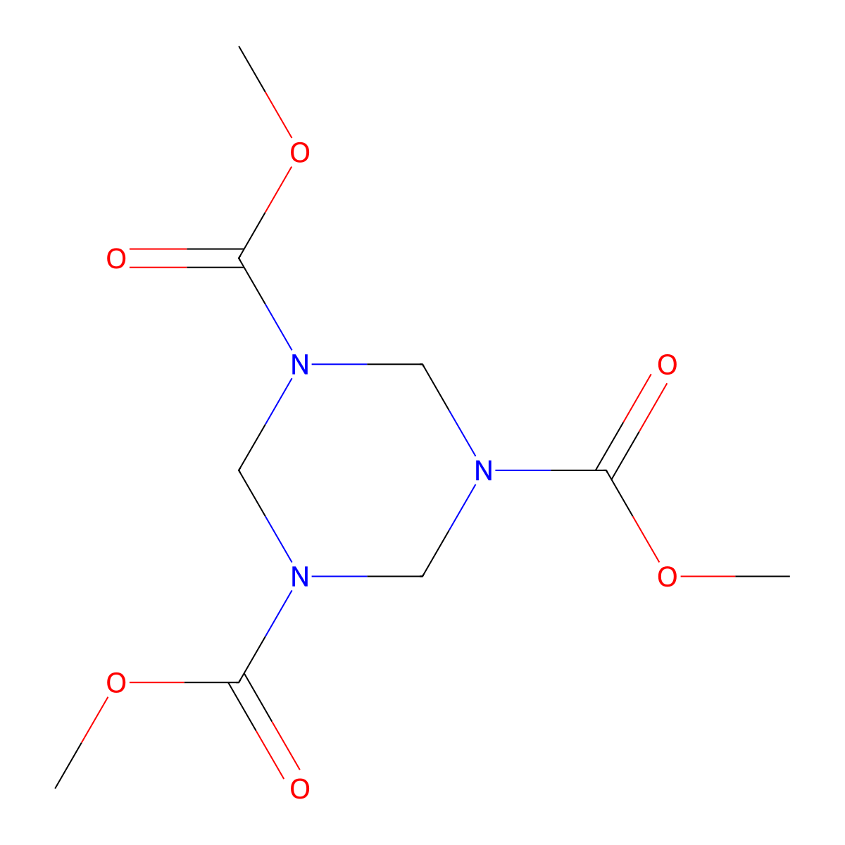 Trimethyl 1,3,5-triazinane-1,3,5-tricarboxylate molecular structure, CAS 55148-10-2