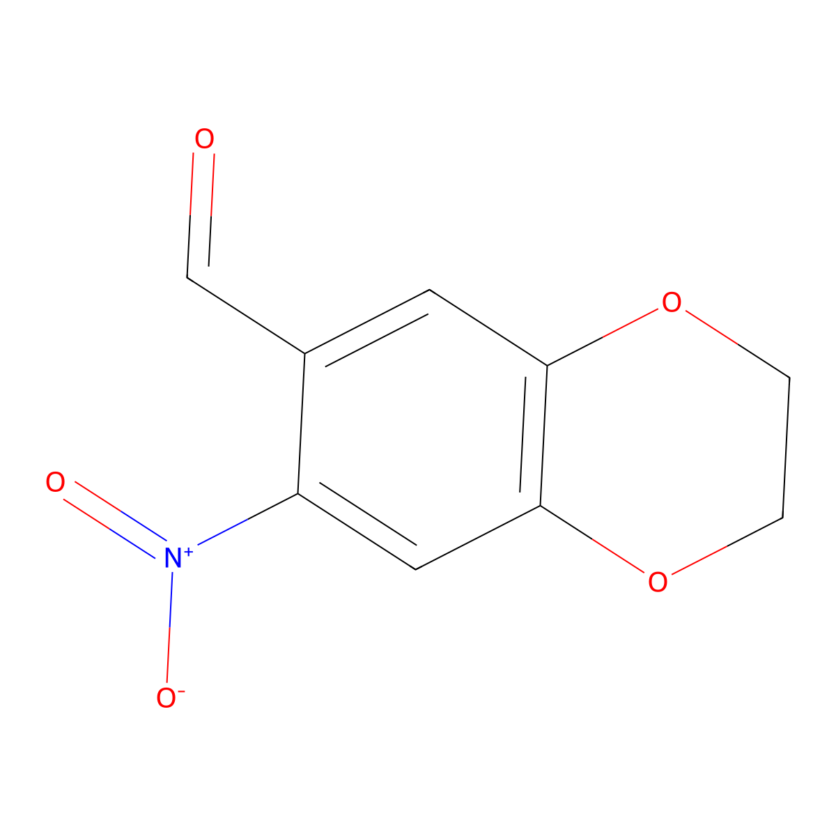 7-Nitro-2,3-dihydro-1,4-benzodioxine-6-carbaldehyde molecular structure, CAS 55149-81-0