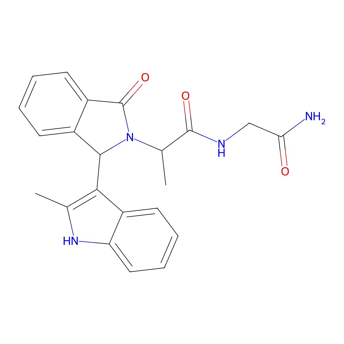 N-(2-amino-2-oxoethyl)-2-[1-(2-methyl-1H-indol-3-yl)-3-oxo-1,3-dihydro-2H-isoindol-2-yl]propanamide molecular structure, CAS 5515-29-7