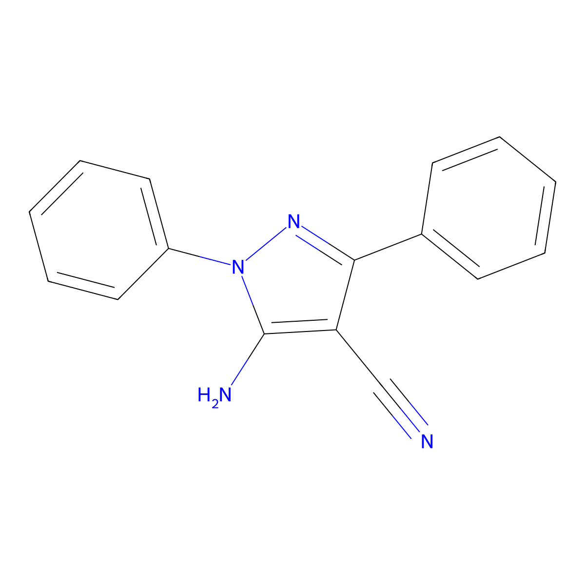 5-Amino-1,3-diphenylpyrazole-4-carbonitrile molecular structure, CAS 5515-31-1