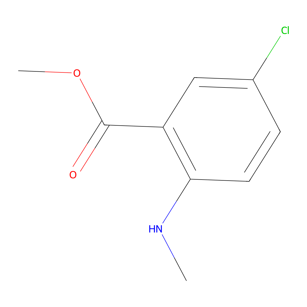 Methyl 5-chloro-2-(methylamino)benzoate molecular structure, CAS 55150-07-7