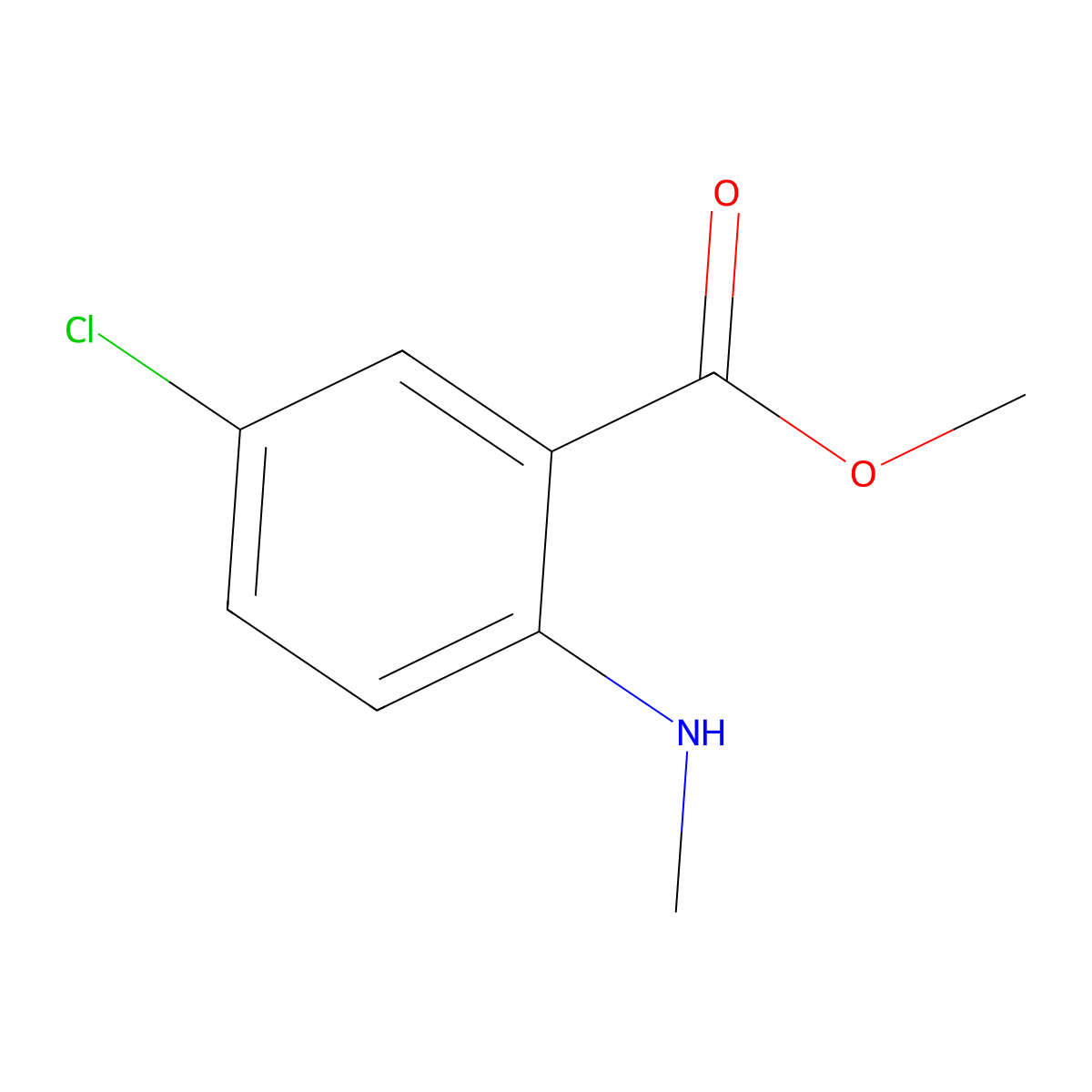 Methyl 5-chloro-2-(methylamino)benzoate molecular structure, CAS 55150-07-7