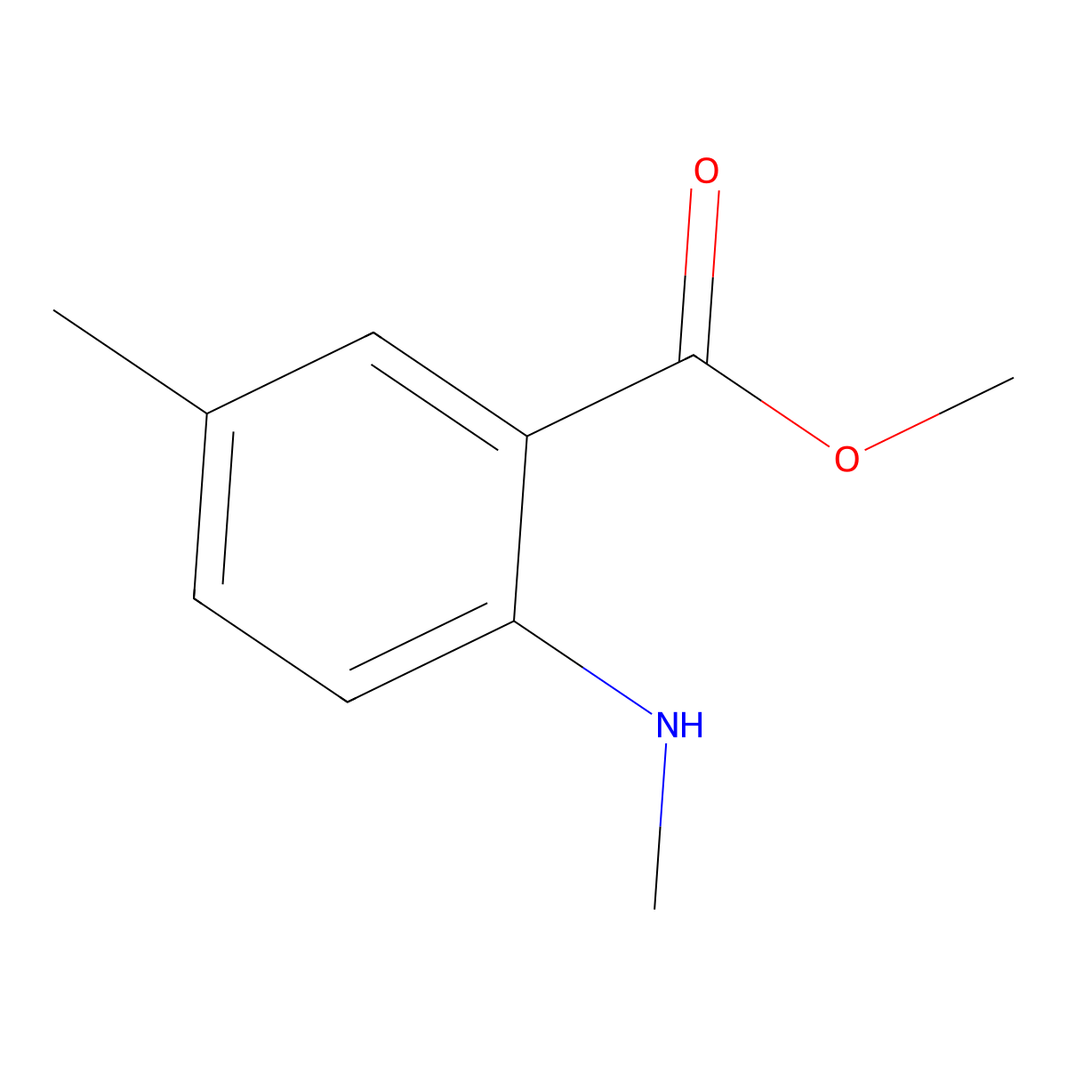 Methyl 5-methyl-2-(methylamino)benzoate molecular structure, CAS 55150-24-8