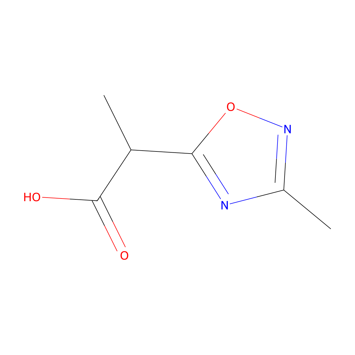 2-(3-Methyl-1,2,4-oxadiazol-5-yl)propanoic acid molecular structure, CAS 55152-19-7